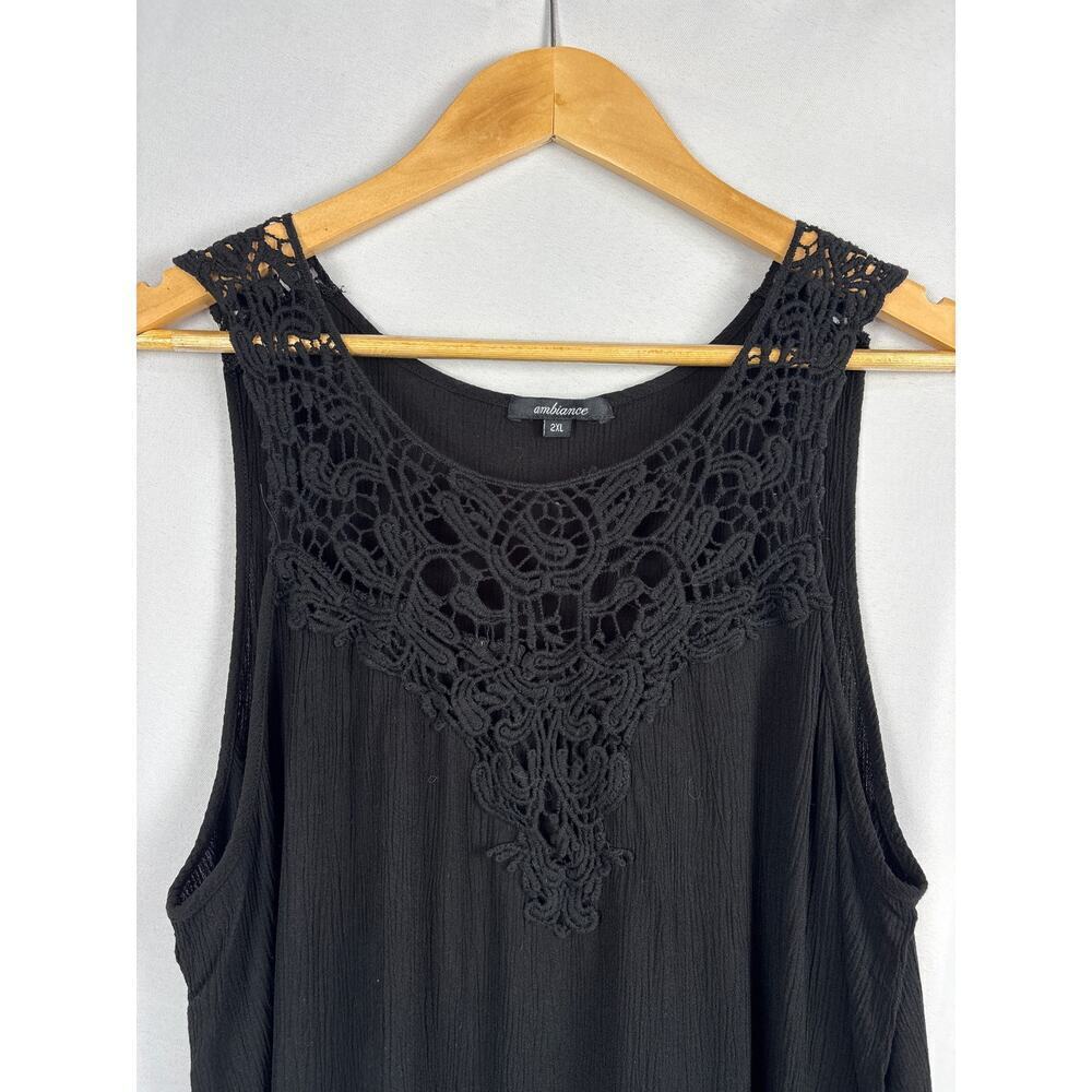 Women’s Ambiance Size 2XL Embroidered Black Tank.